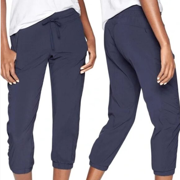 ATHLETA La Viva Ruched Cropped Jogger Pants Size 2 Navy - Picture 1 of 13